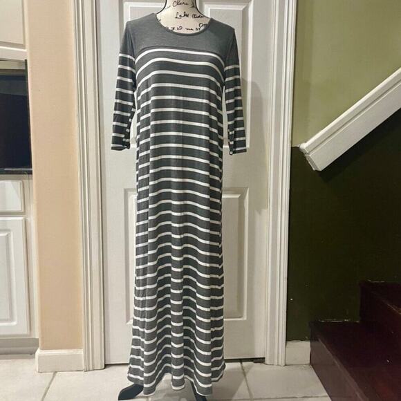 Exist Maxi Dress 3/4 Sleeve Stripe Ribbed Size Medium versatile chic BEACHY - Picture 14 of 16